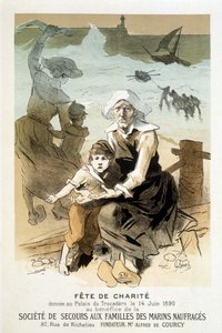 Plakat for en feiring av veldedighet gitt på Palais du Trocadéro 14. juni 1890 til fordel for Society of Relief to the Families of Shipwrecked Sailors - i "" The masters of the poster"", av Jules Chéret av Jules Cheret