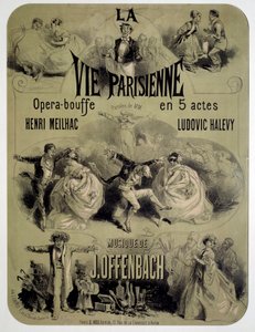 Plakat for operamat "Parisian life" av Jacques Offenbach (1819-1880) av Jules Cheret