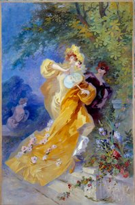 Det gule domino-maleriet av Jules Cheret (1836-1932) Nice fra 1900-tallet, Musee Cheret av Jules Cheret