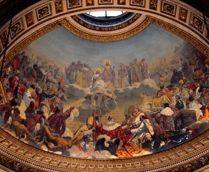 Historie og glorifisering av kristendommen, maleri av kuppelen til Madeleine-kirken (fresco) av Jules Claude Ziegler
