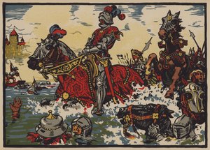 Sveitsernes seier over burgunderne i slaget ved Morat, 22. juni 1476 (farge litho)