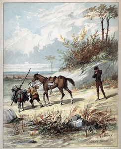 Don Quixote and Sancho Panza - Illustration of Jules David (1808Ð1892) from Histoire de Don Quixote (Don Quixote) - 1887 - by Miguel de Cervantes Saavedra (1547-1616) -