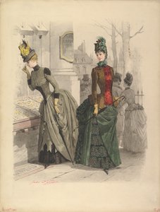 Two Women in Day Dresses: Preparatory drawing for a fashion plate from..., October 19, 1886.    1143958   no       norwegian Successfully Translated  Original: Allegory of the Dialectic (fresco) Translat: Allegory of the Dialectic (fresco) 1399549 no norwe av Jules David