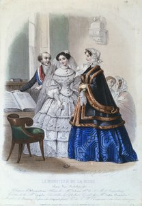 Brudekjole, motetallerken fra Le Moniteur de la Mode, 1854 av Jules David