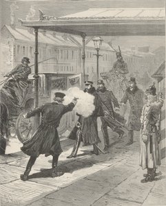 Attentatet på grev Mikhail Loris-Melikov. Fra Le Monde Illustré, 1880. av Jules Descartes Férat