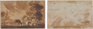 Landskap med storfe (recto) Storfe (verso) av Jules Dupré