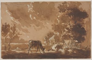 Landskap med storfe, andre eller siste tredje 1800-tallet. av Jules Dupré