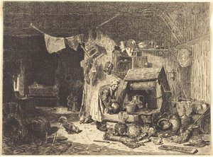 Interiør i et gårdshus av Jules Dupré