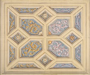 Design for et innkapslet tak dekorert med rinceaux, 1840-97. Skapere: Jules-Edmond-Charles Lachaise, Eugène-Pierre Gourdet.