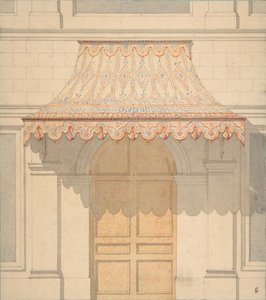 Design for en markise over en dør, i maurisk stil, 1830-97. Skapere: Jules-Edmond-Charles Lachaise, Eugène-Pierre Gourdet.