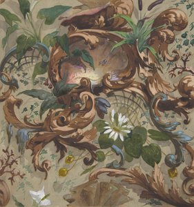 Design for tapeter med skjell, vannliljer og nøster, 1830-97. Skapere: Jules-Edmond-Charles Lachaise, Eugène-Pierre Gourdet. av Jules Edmond Charles Lachaise and Eugène Pierre Gourdet
