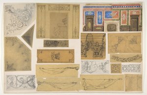 Nitten design for malt dekorasjon av interiør, 1830-97. Skapere: Jules-Edmond-Charles Lachaise, Eugène-Pierre Gourdet.