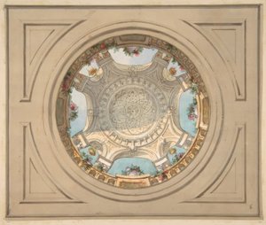 Design for et tak med trompe loeil balustrade av Jules Edmond Charles Lachaise