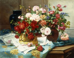 Stilleben med blomster og noter, ca. 1877