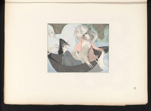 To kvinneskikkelser med fugler og en hund av Jules Germain