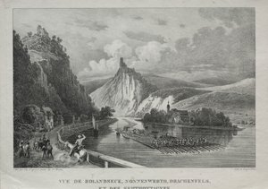 Utsikt over Rolandseck, Nonnenwerth, Drachenfels og Siebenbirge. av Jules Jean Baptiste de Joly