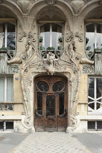 Inngangsdør til 29 avenue Rapp i 7. arrondissement i Paris, art nouveau-arkitektur av Jules Lavirotte
