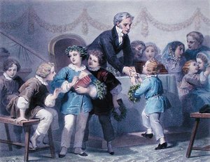 Prisutdelingsseremonien, gravert av Henier, Bettannier og Morlon (farge litho) av Jules Marie (after) Desandre