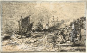 Bretonsk havn med en storm som nærmer seg av Jules Noël