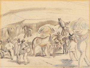 Harvesters, 1917 (wc på papir) av Jules Pascin