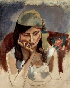 Damen med turban. Maleri av Jules Pascin (1885–1930).