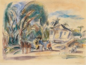 Landskap, hus og trær av Jules Pascin