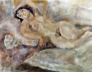 Manolita En utvidet naken kvinne. Maleri av Jules Pascin (1885-1930) 1929 Paris. Kommunalt museum for moderne kunst