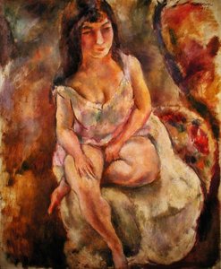 Sittende halvnaken av Jules Pascin