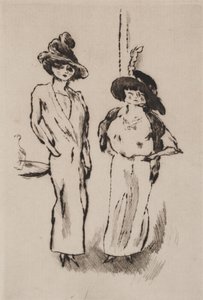 Two Women at the Ball, ca. 1910 (radering) av Jules Pascin
