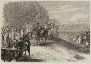 Gjennomgang før keiseren og prinsen av Wales i Bois de Boulogne, Paris