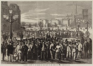 Arbeidere som venter på å bli engasjert på Place of the Hotel de Ville, Paris av Jules Pelcoq