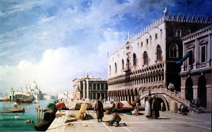The Quayside, Venezia av Jules Romain Joyant