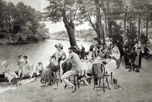 Scene på bredden av elven Marne (fototypi) av Jules Scalbert