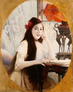 Portrett av en ung jente ved et skrivebord, 1904 av Jules Verdier