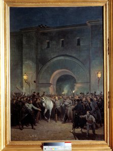 Utfrielse av fangene i Mazas 21. januar 1871 var Mazas et fengsel nær Lyon. Maleri av Jules Didier (1831-1892) og Jacques Guiaud (1811-1876) av Jules and Guiaud Jacques  Didier