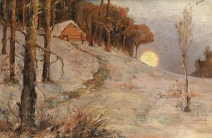Vinterskog i en stråler av kveldssol, 1902
