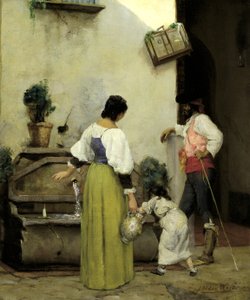 Ved vanntrauet, 1876-1877. av Julian Alden Weir