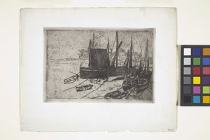 Båter ved Port Erin - Isle Of Man (etsing) av Julian Alden Weir