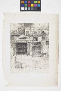Snekkerbutikken (etsing) av Julian Alden Weir