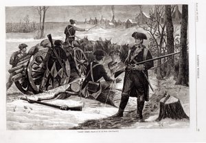 Vinterscene ved Continental Army Encampment i Valley Forge, Pennsylvania, 1780, fra 