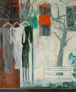 The Clothes Shop, 2016 (olje på lerret) av Julie Held