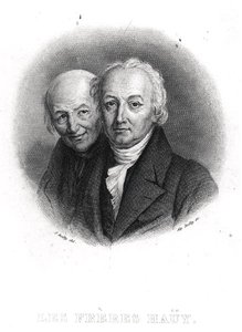 The Hauy Brothers: Rene-Just (1743-1822) og Valentin Hauy (1745-1822) gravert av Alphonse Boilly (1801-67) (gravering) (s/hvitt foto) av Julien Leopold (after) Boilly