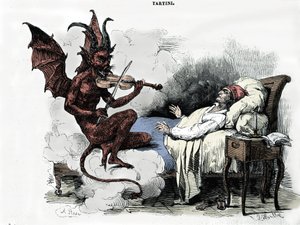 Drømmen til komponisten Giuseppe Tartini (1692-1770): i sin "Sonata des trilles du Diable" (Sonata for fiolin i g-moll) drømmer komponisten at han inngår en pakt med djevelen for sjelens pris, han betror ham med fiolinen og djevelen spiller