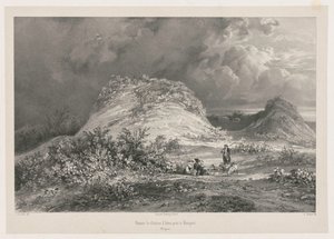 Ruinene av Chateau dArtns nær Huelgoat, Bretagne, 1845-1846. av Julien Louis Jacottet