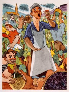 Fransk vingård. 1944. Illustrasjon av Julien Pavil av Julien Pavil