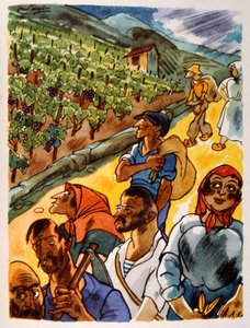 Fransk vingård. 1944. Illustrasjon av Julien Pavil