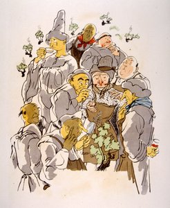 Humoristisk vinillustrasjon 1946. Illustrasjon av Julien Pavil av Julien Pavil