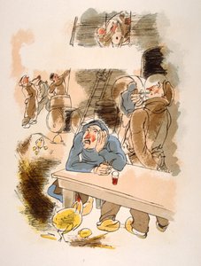 Humoristisk vinillustrasjon 1946. Illustrasjon av Julien Pavil av Julien Pavil