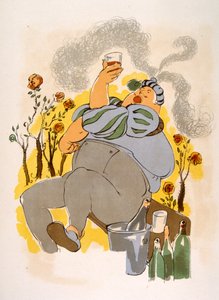 Humoristisk vinillustrasjon 1946. Illustrasjon av Julien Pavil