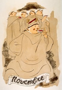 Humoristisk vinillustrasjon 1946. Illustrasjon av Julien Pavil av Julien Pavil